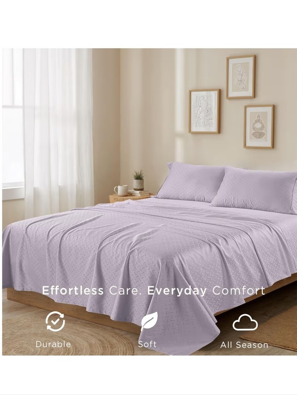 Threadmill 100% Cotton Sheets for King Size Bed 4 Pc Soft Breathable Lightweight - Picture 5 of 11